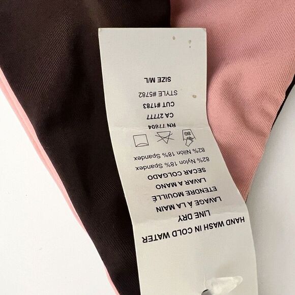 Dreamgirl: 2-in-1 Fully Reversible Pink/Brown Halter Bikini with Ring Detail​ - Picture 6 of 7